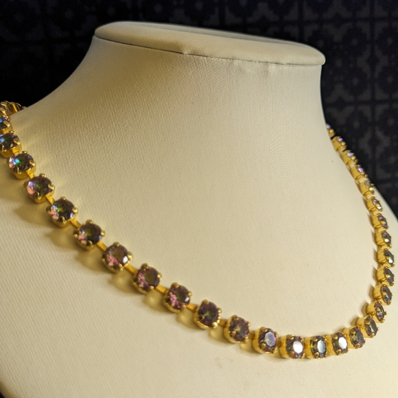 Genuine Mystic Topaz 1 Carat in 14K Gold Plated Necklace - Picture 5 of 8